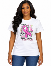 Load image into Gallery viewer, Breast Cancer Survivor T-Shirt | Hope & Strength | Pink Ribbon Awareness Shirt