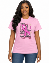 Load image into Gallery viewer, Breast Cancer Survivor T-Shirt | Hope & Strength | Pink Ribbon Awareness Shirt